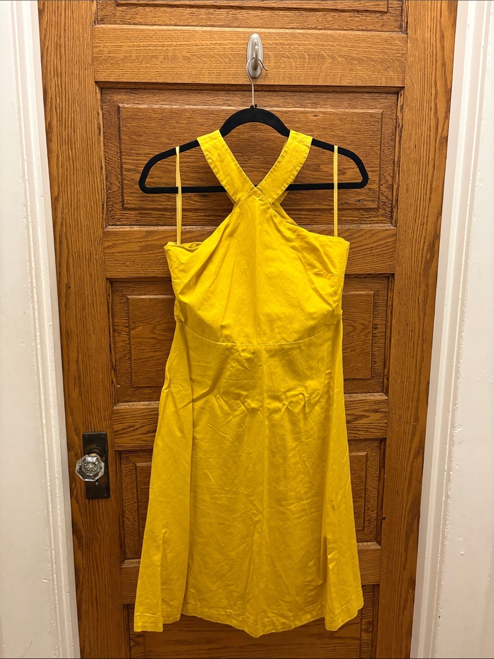Ann Taylor Yellow Crisscross Halter Midi Dress